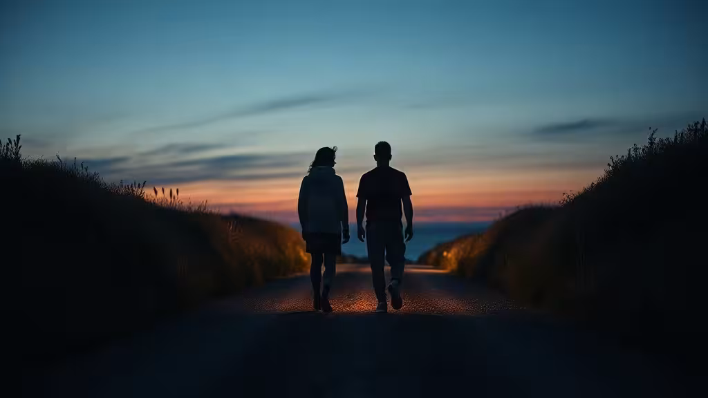 Deux silhouettes séparées évoquent une âme sœur face à un amour impossible