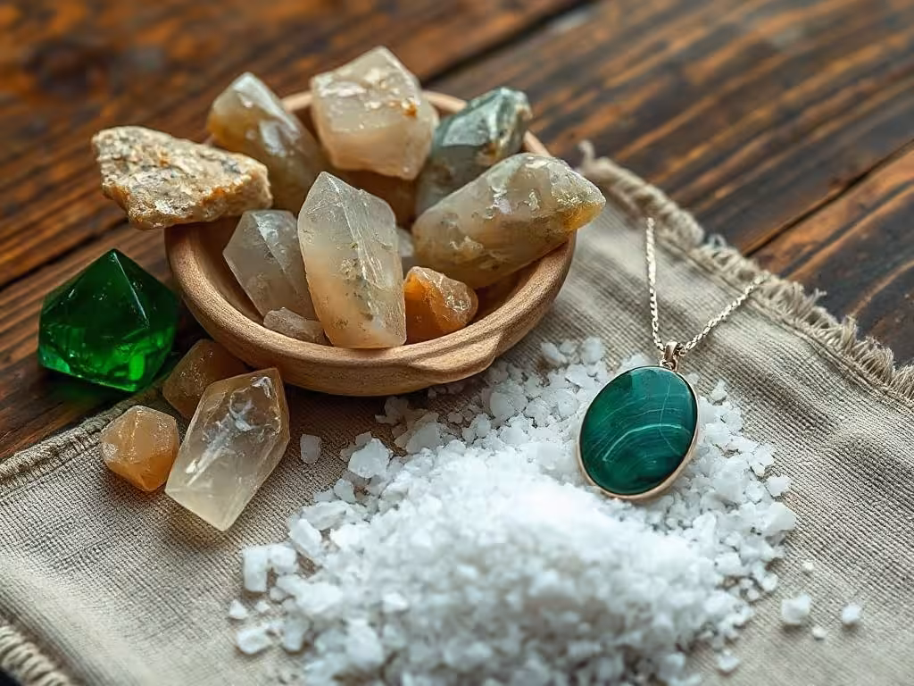Erreur pour purifier une pierre : placer certains cristaux ou bijoux directement dans le sel.