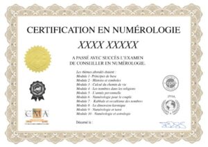 certificado de formação em numerologia